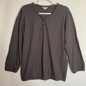 Coyuchi Organic Cotton Long Sleeve Henley Blouse Size L
